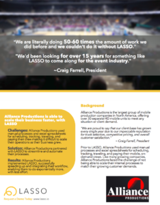 Alliance Productions, customer of LASSO event workforce management