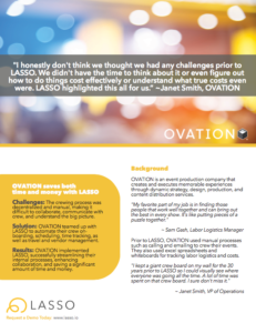 OVATION, customer of LASSO event workforce management