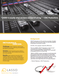 CNC Productions, customer of LASSO event workforce management