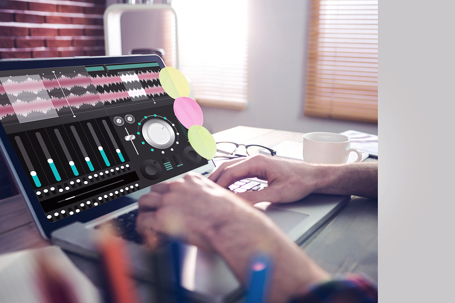 music-app-against-cropped-image-of-graphic-designer-working-on-l