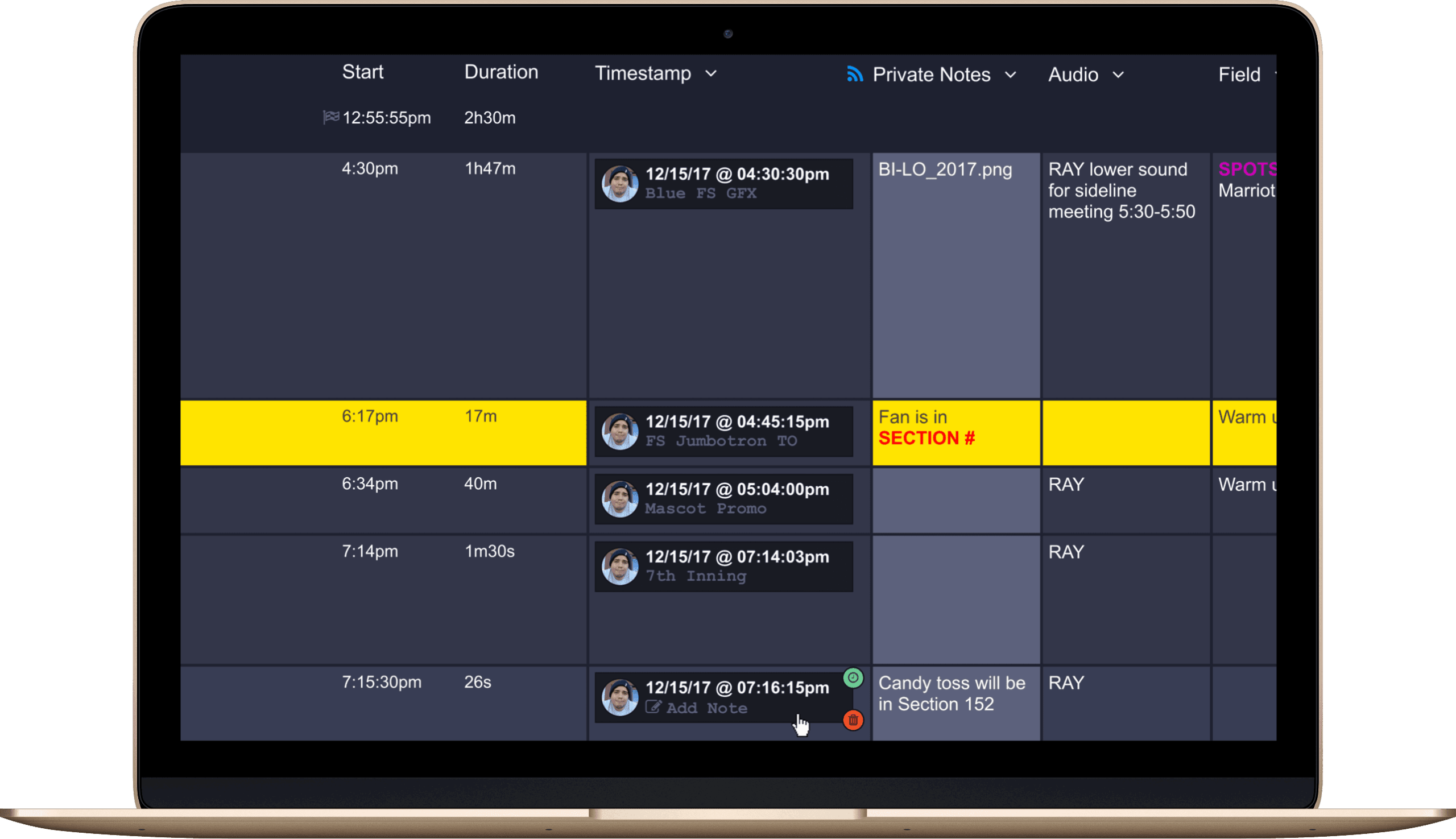 Shoflo featured script rundown view