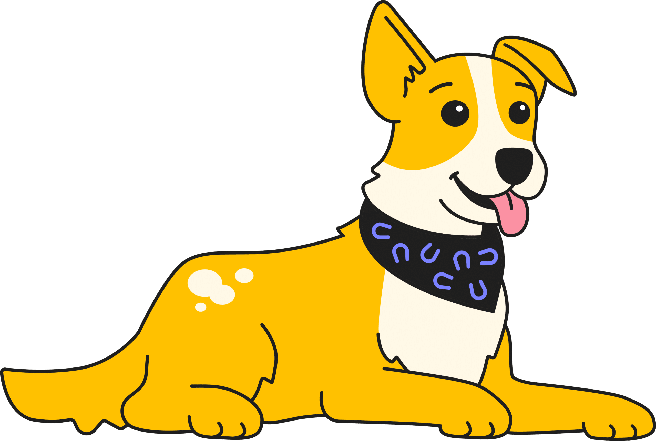 Lassie laying down, ready to answer questions