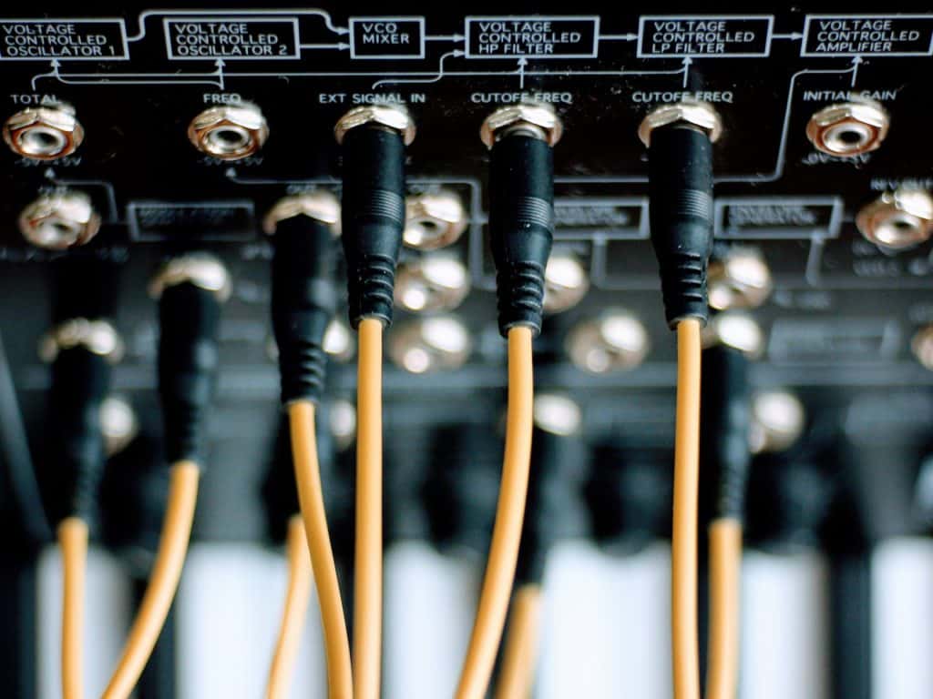 wires plugged into sound controller